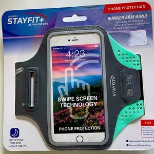 New in pkg. Stayfit phone protector/arm band for running/walking.